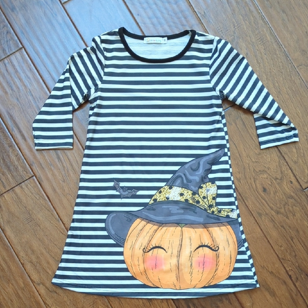 Striped Pumpkin Witch Dress for Kids